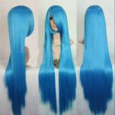 Peruca Lisa 100cm Azul - FRETE GRATIS