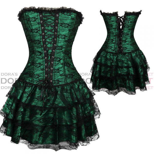 Corset Preto e Verde - FRETE GRATIS