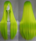 Peruca Verde Neon 120cm- FRETE GRATIS