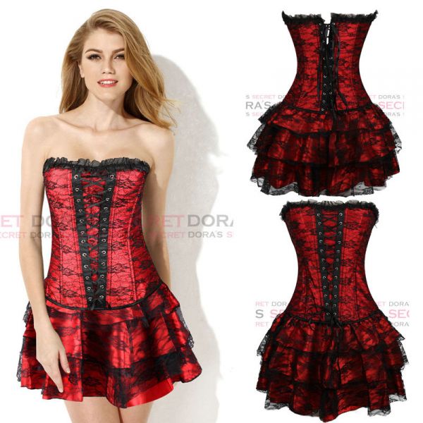 Corset Preto e Vermelho - FRETE GRATIS